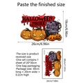 Detailed size infographic for Halloween pumpkin night stickers with dimensions and packaging - MS3067 (Pumpkin Tombstone/30*20cm)