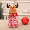Knitted Christmas gift bag with reindeer design and snowflake patterns for holiday treats - Christmas Knitted Drawstring Bag [Reindeer]