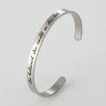 Silver 6mm stainless steel open cuff bracelet with she believed she could engraving - Silver G2526-she believed she could