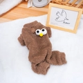 Brown fleece pet jumpsuit for small dogs with big eyes cartoon design and D-ring - XS / Dark Brown