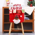 Christmas chair cover featuring 3D Santa Claus figure and Merry Christmas embroidery - 3D Linen Santa Claus Chair Cover