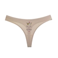 Tanga sin costuras de seda de hielo beige con gráfico de corona y texto - S / Estampado de Corona / Color Piel