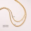 Double-layer 18K gold plated stainless steel paperclip and twist rope necklace set - Style 06 (Paperclip Rope Layered)