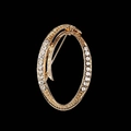 Elegant gold oval brooch with clear rhinestones in a swirling double loop design - Letter O Style (2255) / Gold O