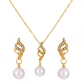Spiralförmiges Perlen-Halsketten- und Ohrring-Set mit vergoldetem Metall und Zirkonia - KC Gold S-Form Perle (11518)