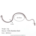 Minimalist 18K silver stainless steel box chain bracelet with adjustable 15+5cm length - 2.5mm Box Link Chain (15+5cm) / Silver