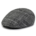 Gorra plana clásica a cuadros en blanco y negro con textura de lana retro de invierno - Talla única / Gris