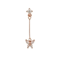 Elegant rose gold butterfly drop earrings with sparkling marquise cut cubic zirconia crystals - Long Butterfly Dangle / Rose Gold