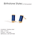 Square sapphire stud earrings in 14K gold plated stainless steel for women - September Royal Blue (Sapphire Color)