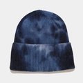 Detail view of the soft tie-dye blue knit texture and rolled cuff on this winter beanie - M (56-58cm) / 7# Blue Tie-dye