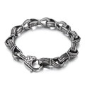 Retro-Punk-Armband aus Titanstahl mit Hammerschlag-Textur und geometrischem Verschluss - Retro Felsentextur Stil (KB154534)