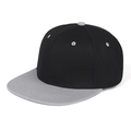 Detailed side view of two-tone snapback hat featuring black crown and grey flat brim - Light Grey Brim and Black