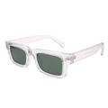 Retro-Rechteck-Sonnenbrille mit transparentem Rahmen und dunkelgrünen Gläsern für Damen und Herren - Transparent Rahmen G15 Grün Gläser