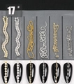 Japanese style nail art chains set with pearls and metal rhinestones in 17# gold and silver - 17# Pearl Round Bead Thin Chain Set