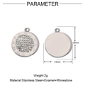 Details von 14mm Edelstahl-Anhänger mit Strasssteinen und römischen Ziffern Markierung - Silber-Römische Ziffern Strass Medaille