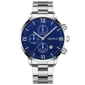 Montre homme en acier argenté avec cadran bleu foncé et chiffres romains - Bracelet Argenté Cadran Bleu (7)