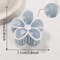 Light blue marble acetate flower hair claw clip with white borders in 7.1cm size - Light Blue Marble with White Edge (D6-4-6)