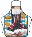 Oktoberfest schort met traditionele Beierse Dirndl print op blauw geblokte achtergrond - Stijl 9/Blond Meisje Dirndl Illustratie