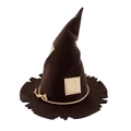 Cappello da strega spaventapasseri marrone con corda di canapa e toppe per Halloween - Taglia unica / Stile Toppa Spaventapasseri / Marrone Scuro