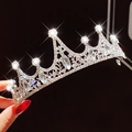 Serre-tête couronne de princesse argenté orné de cristaux de zircon brillants - 9# Belle couronne de strass