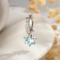 Silver star earrings with light blue zircon pendant in a professional macro shot - Light Sea Blue (1 Pc)