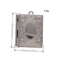 Silver book-shaped locket pendant in 316L stainless steel, 23mm height, 3.9g weight - Square Style H Inlaid Oval 23*19mm