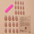 Unghie finte a mandorla sfumate stile francese con trama a griglia e adesivi - Rosa Nude Ombre Francese (XC-38-19)