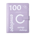Lavender A5 PU leather 100 envelope savings challenge binder with magnetic buckle - Binder Shell / Purple