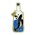 Creative enamel pin featuring a whale in a glass bottle with a gold metal finish - Whale in a Bottle Style (XZ3180)