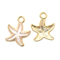 Pendentif étoile de mer DIY en métal doré et émail blanc pour création de bijoux - Étoile de mer / Blanc