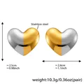 Two-tone gold and silver heart-shaped stainless steel earrings in a polished finish - Heart / Two-tone (Gold & Silver)