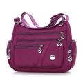 Borsa a tracolla leggera in nylon viola da donna con tasche multiple e grande capienza - Viola