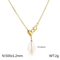 Elegant gold-tone Y-necklace with a white teardrop pearl pendant, 500mm chain length - Gold (KN115137-KFC)