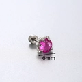 Orecchino a perno in titanio con zircone rosa da 6 mm incastonato ad artiglio di drago - Barra in Acciaio Chirurgico con Filettatura Interna (6mm di Lunghezza) / Rosa pompelmo (6mm/Pezzo singolo)