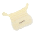 Cute off-white knit hat with unique ears and thick faux fur trim for winter warmth - One Size / Off White