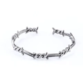 Brazalete abierto de alambre de espino estilo punk industrial en plata envejecida - Color Acero (AB0705)