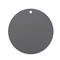 Round dark gray silicone heat insulation mat with non-slip honeycomb texture and hanging hole - Gray