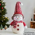 Bonhomme de neige de Noël en peluche avec cache-oreilles et chapeau rouge, 50cm - Bonhomme de Neige No.1 Avec Cache-oreilles Rouge / 50cm