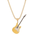 Collana in acciaio al titanio con ciondolo a chitarra elettrica gialla su catena - Collana Chitarra in Acciaio Inossidabile Oro (N-412)