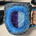 Handheld creative blue mineral geode crystal coffee mug with rock texture finish - Frost White Crystal