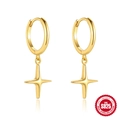 Elegant S925 sterling silver gold-plated hoop earrings with hanging cross star charms - Gold Plated 925 Silver / #4 Gold - North Star Dangle
