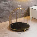 Golden birdcage display rack with black marble base for cosmetics and jewelry, 20x23cm - Birdcage Single Tier - Black Gold