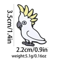 Dettaglio spilla a forma di pappagallo cacatua in smalto con altezza 3,5 cm e larghezza 2,2 - Cacatua Bianco