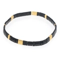Bracelet extensible bohème avec perles Tila rectangulaires noires et dorées alternées - Noir Or Tila Élastique