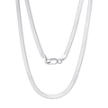 Collar de cadena de serpiente plana en plata de ley S925 con grabado de Italia - 3mm de ancho / 40cm de largo / Oro Blanco