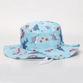 Détail de chapeau soleil enfant bleu clair avec requins et cordon de serrage réglable - 52cm / Vie Marine Bleue Dessin Animé (8#)