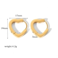Minimalist 18k gold plated stainless steel heart earrings measuring 17mm by 18mm - Gold Heart Earrings (TE6028-5-17)