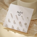 Set of 6 pairs of elegant silver earrings with pearls and rhinestones on card - Silver Leaf Pearl Style (E1958-1)