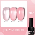 LILY'CUTE Jelly Nude Gel Nagellack Y02 zeigt Transparenz bei 1, 2 und 3 Schichten - Babyrosa-Y02