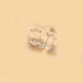 Detail of square-cut crystal earrings with silver-tone four-prong setting - White (Silver)